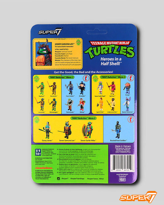 Tortugas Ninja Figura ReAction Samurai Leonardo 10 cm