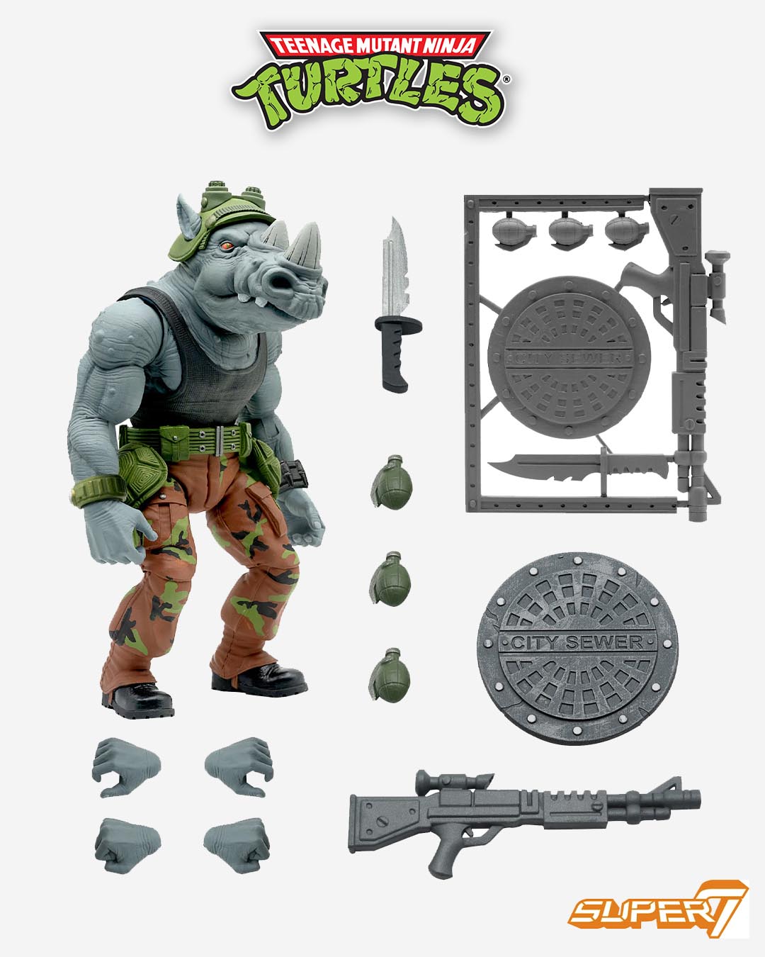 Tortugas Ninja Figura Ultimates Rocksteady 20cm